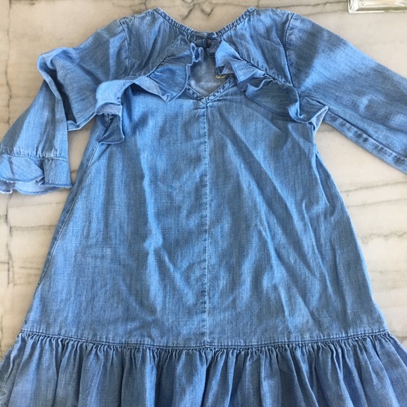 Zara Girls: Beaded/ Embroidered Chambray Dress - Picture 6 of 6